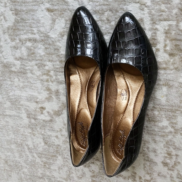 Soft Style Hush Puppies Crocodile Lightweight Heels Pumps 7.5M Black Brown - Picture 14 of 16